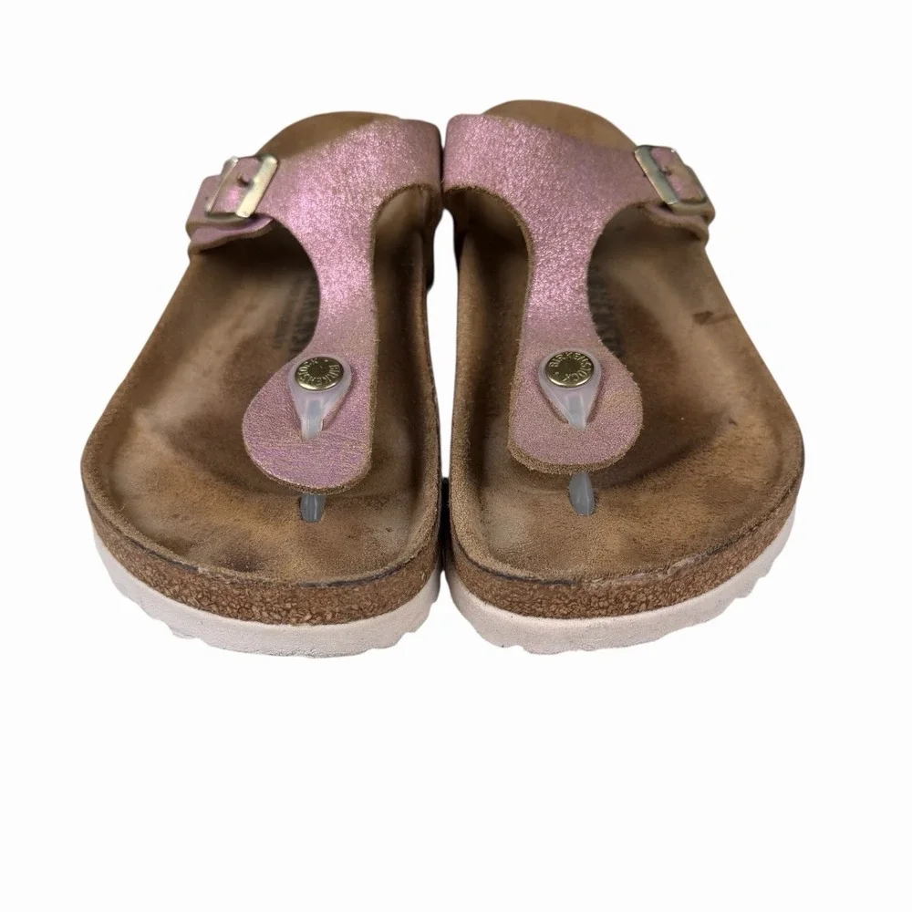 Birkenstock Women's Gizeh Slip On Thong Flip Flops Pink Metallic Size US L 5 Reg